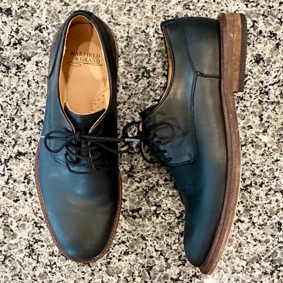 LIKE NEW Warfield & Grand Reed Leather Plain Toe Oxford Lace-Up Men Size 9.5 - Picture 1 of 14
